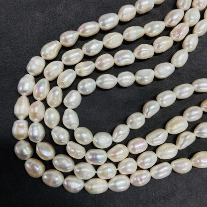 Natural Freshwater Rice Pearls Loose Beads｜8×12 mm · 37 cm · 29 g｜High Luster DIY Bracelet & Necklace Beading Material｜Beauty of Nature