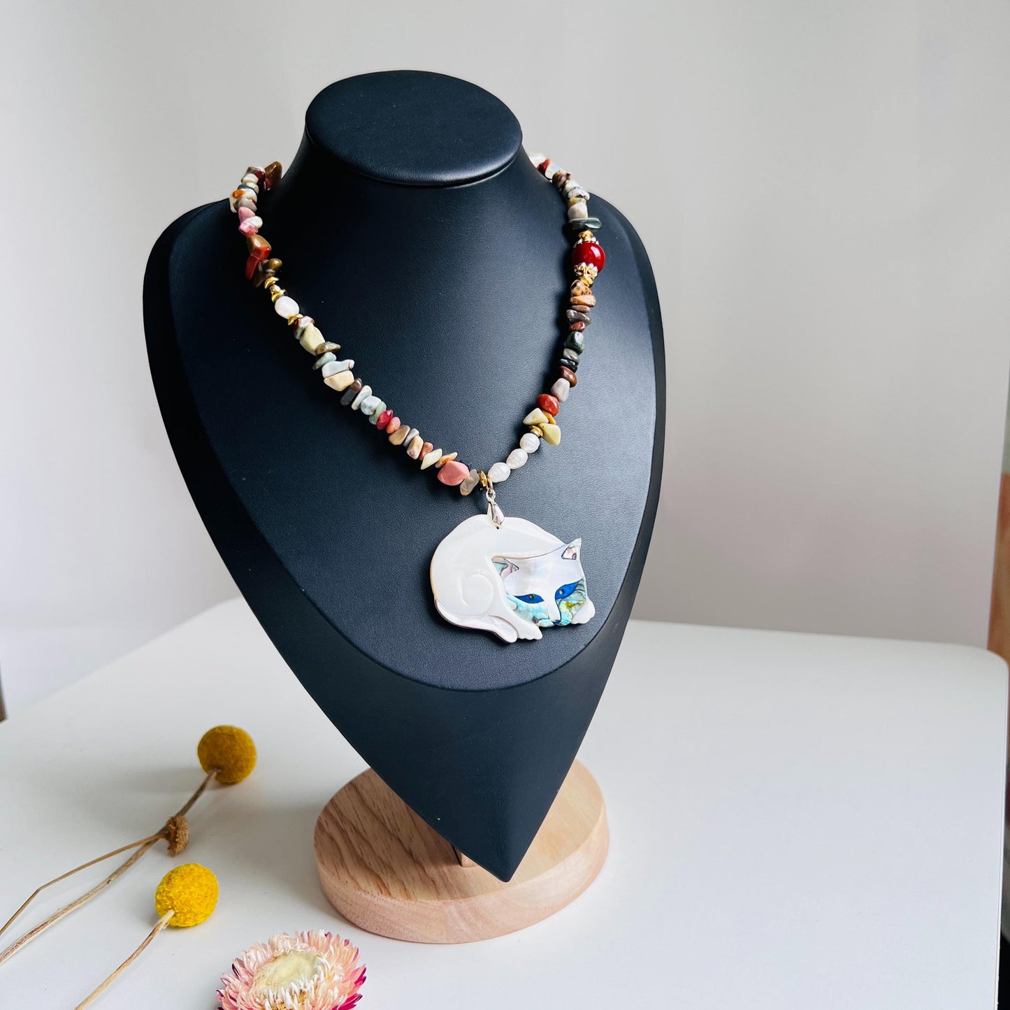 Bunt gemischte Edelstein-Unregelmäßige handgefertigte Perlenkette · Regenbogen Halskette · Natürliches spirituelles Schmuckstück ·Geschenk