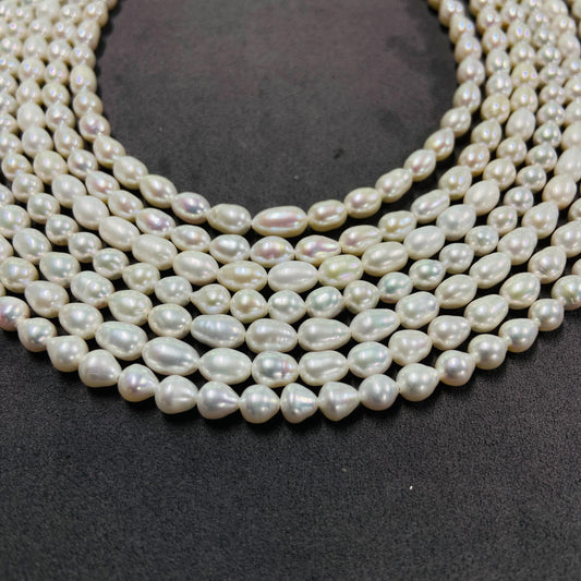 Natural Oval Freshwater Loose Pearls｜4×7 mm · 40 cm · 12.5 g｜Smooth & Organic DIY Bracelet & Necklace Beading Material｜Pure Natural Gem