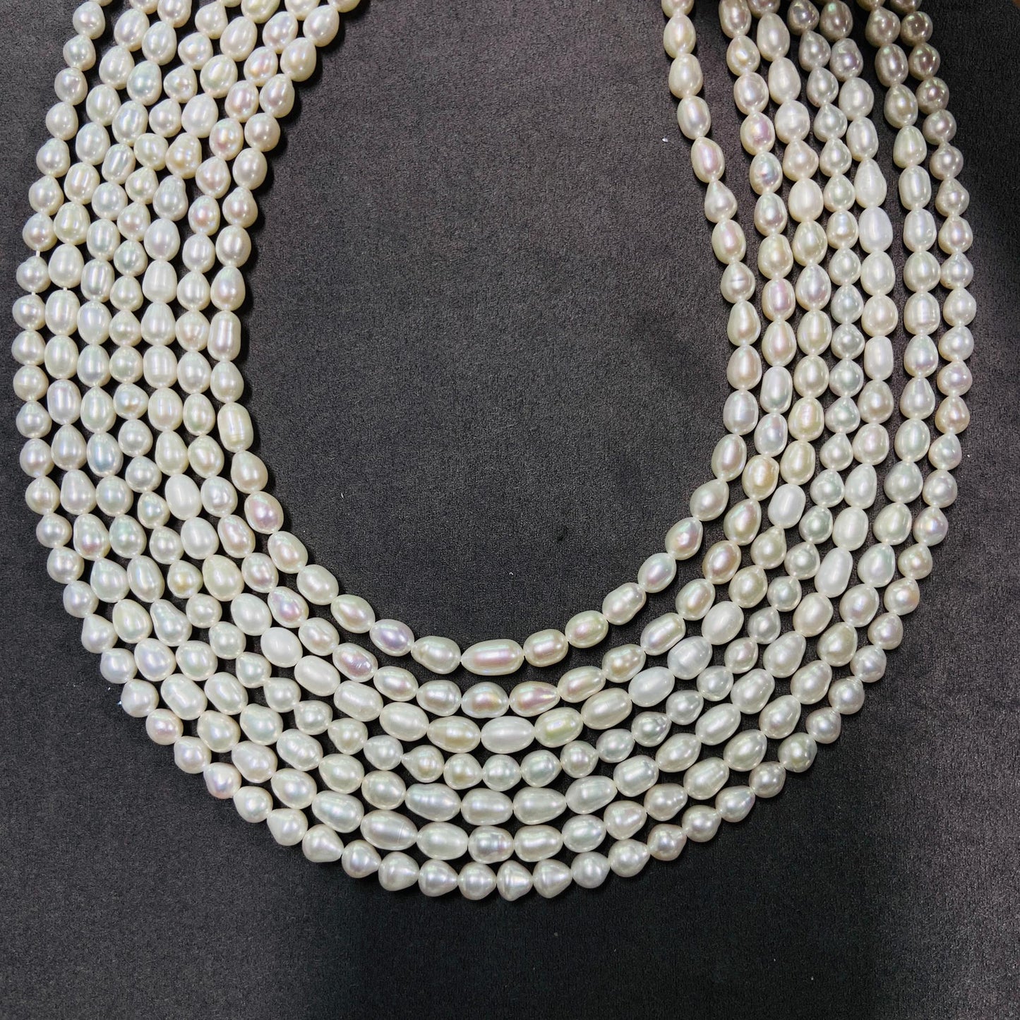 Natural Oval Freshwater Loose Pearls｜4×7 mm · 40 cm · 12.5 g｜Smooth & Organic DIY Bracelet & Necklace Beading Material｜Pure Natural Gem