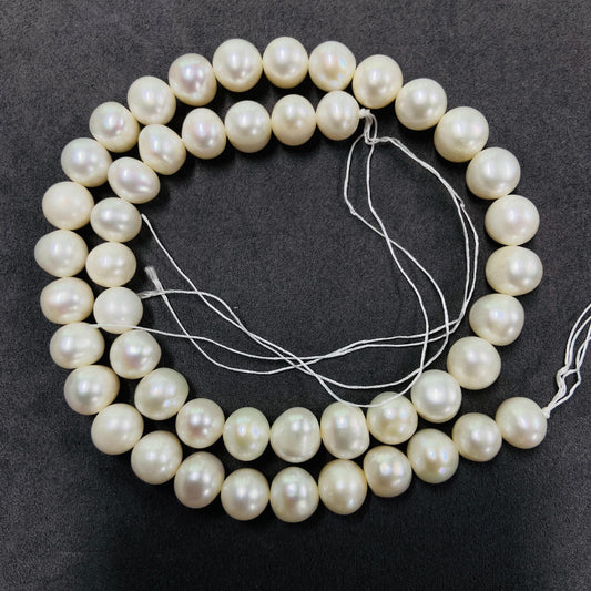 Natural Large Round Freshwater Pearl Loose Beads | 10×10 mm·39 cm·48 g | Smooth  Gloss DIY Bracelet  Necklace Supplies  Luxury Natural Jewel