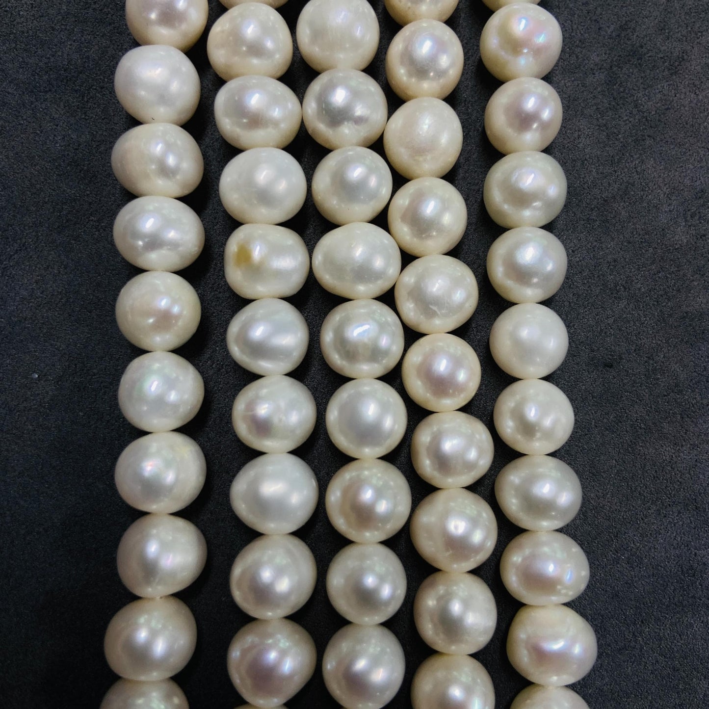 Natürliche große runde Süßwasserperlen | 10×10 mm · 39 cm · 48 g | Glatter Glanz | DIY-Armband-Halskettenzubehör | Luxuriöses Naturjuwel