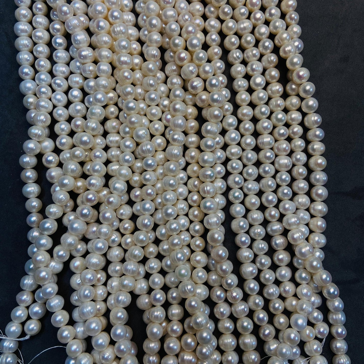 Natürliche große ovale Süßwasserperlen | 10×7 mm · 40 cm · 52 g | Volles und glattes DIY-Armband-Halskettenzubehör | Luxusperle