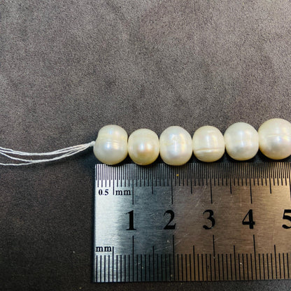 Natürliche große ovale Süßwasserperlen | 10×7 mm · 40 cm · 52 g | Volles und glattes DIY-Armband-Halskettenzubehör | Luxusperle