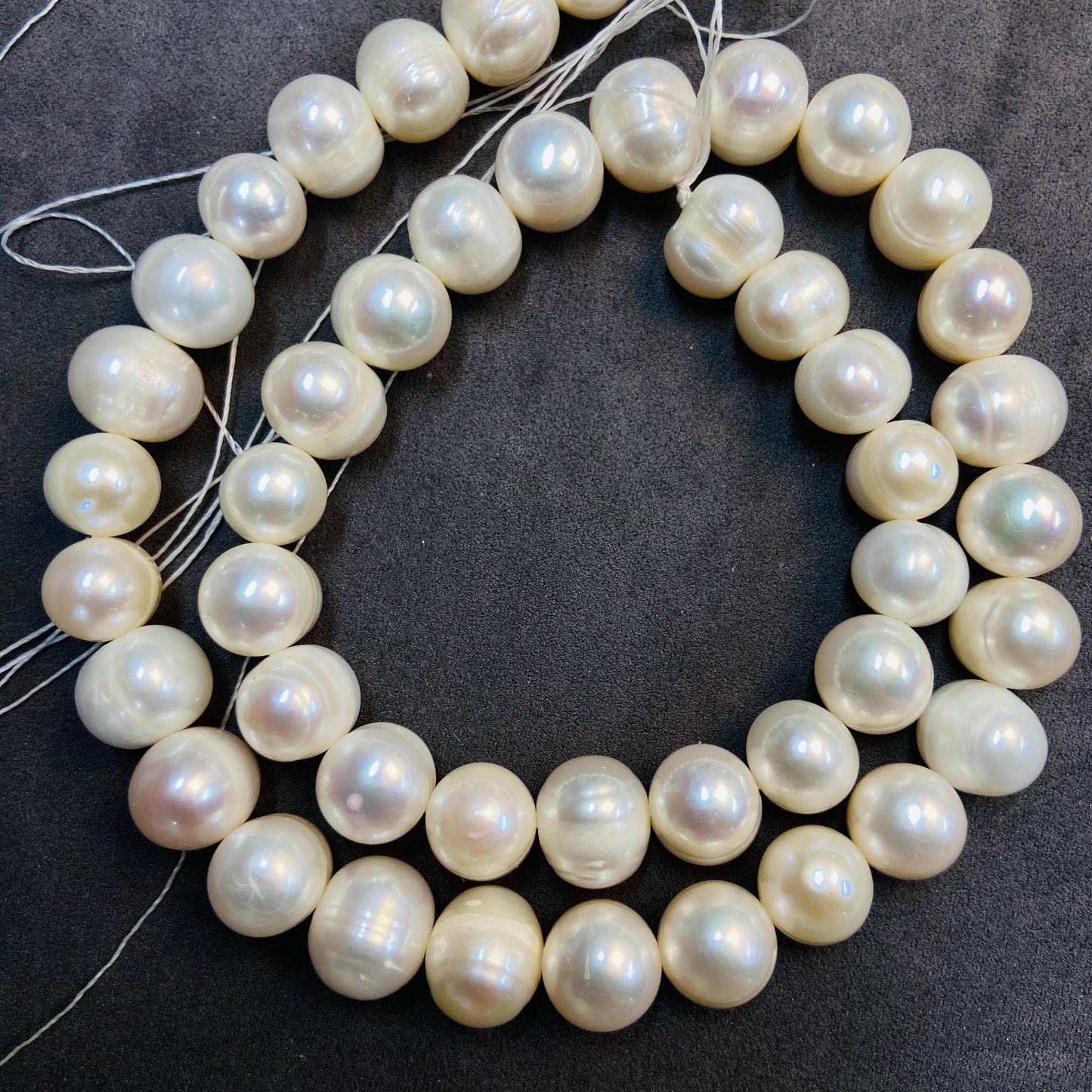 Natürliche große ovale Süßwasserperlen | 10×7 mm · 40 cm · 52 g | Volles und glattes DIY-Armband-Halskettenzubehör | Luxusperle