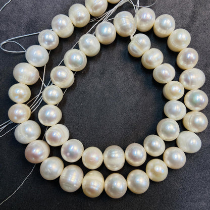 Natürliche große ovale Süßwasserperlen | 10×7 mm · 40 cm · 52 g | Volles und glattes DIY-Armband-Halskettenzubehör | Luxusperle