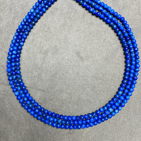 Natural Deep Blue Round Beads Loose | 4×4 mm · 40 cm · 10 g | DIY Bracelet & Necklace Supplies | Elegant Ocean Blue