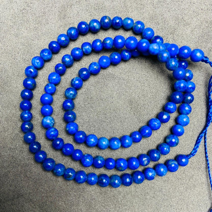 Natural Deep Blue Round Beads Loose | 4×4 mm · 40 cm · 10 g | DIY Bracelet & Necklace Supplies | Elegant Ocean Blue