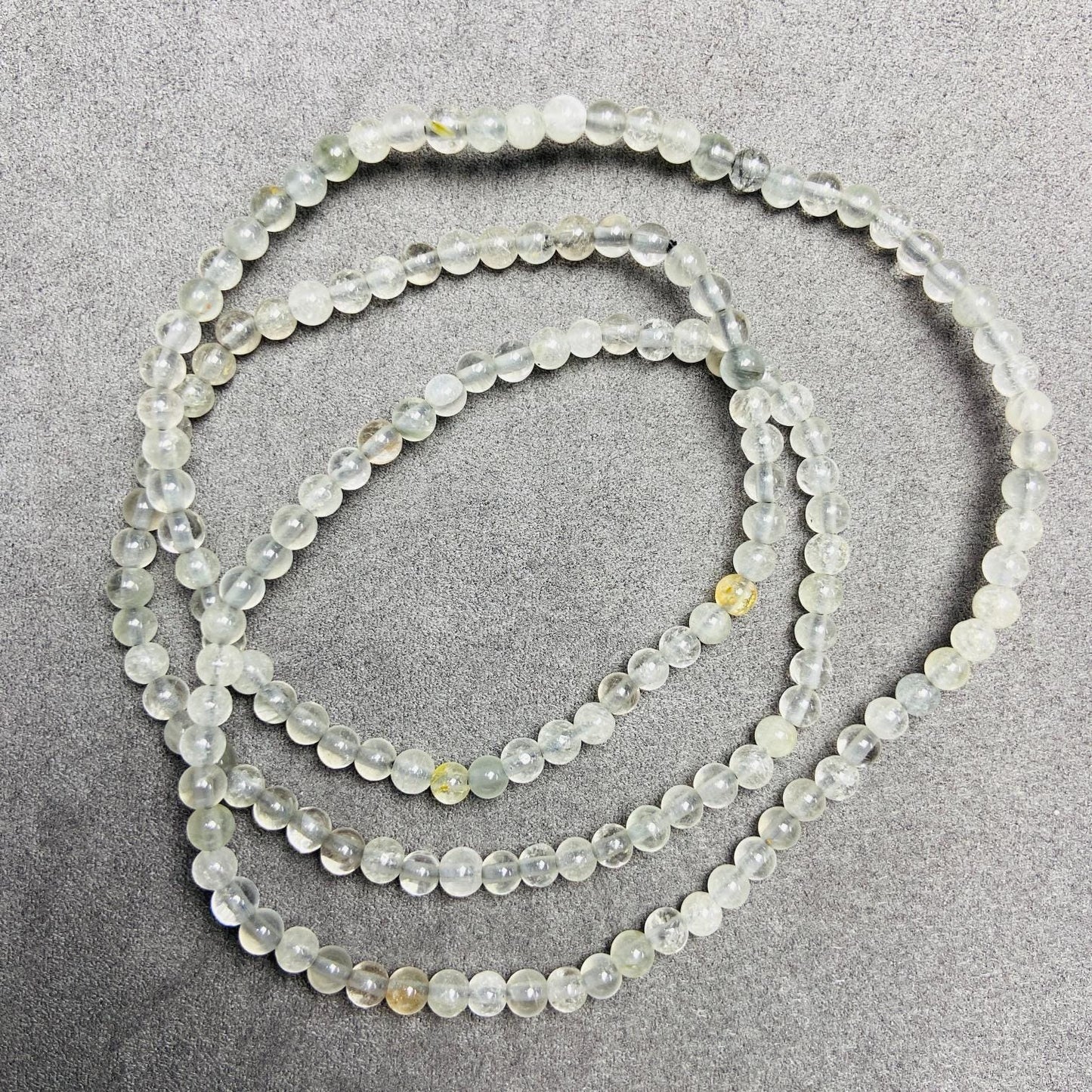 Natural Inclusion Quartz Loose Beads｜3.5 mm · 54 cm · 9 g｜DIY Bracelet & Necklace Beading Material｜Unique Mineral Color Inclusions