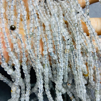 Natural Inclusion Quartz Loose Beads｜3.5 mm · 54 cm · 9 g｜DIY Bracelet & Necklace Beading Material｜Unique Mineral Color Inclusions