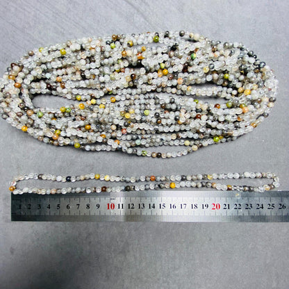 Natürliche large Einschluss‑Quarz Perlen lose | 5×5 mm·52 cm·19 g | DIY Armband‑ & Halsketten‑Material | Mehrfarbige Mineraleinschlüsse