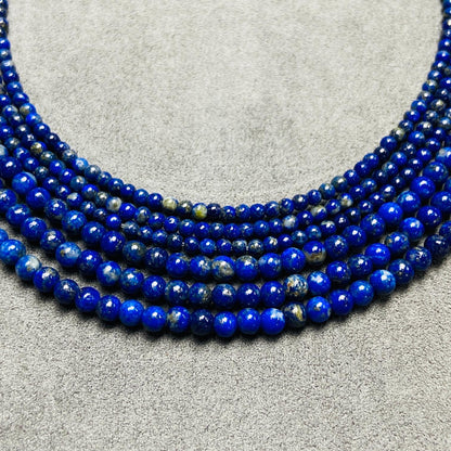 Natural Lapis Lazuli Loose Beads | 2×2 mm (40 cm·3 g) & 4×4 mm (39.5 cm·9 g) | Deep Blue with Gold Flecks | DIY Bracelet & Necklace Supplies