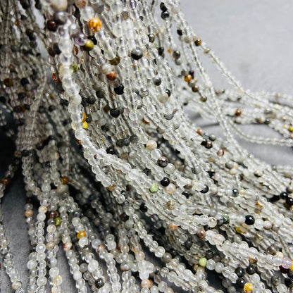 Natürliche Quarz-Perlen mit Einschlüssen lose | 3×3 mm·52 cm·7 g | DIY Armband‑ & Halsketten‑Material | Mineralische Einschlüsse