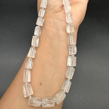 Natural Clear Quartz Tube Beads 7×11 mm · 38 cm Strand · Raw Crystal Beads for DIY Jewelry, Energy Healing & Home Décor