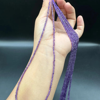 Natürliche, tiefviolette Amethystperlen · 2 mm mikrofacettierte Rondell · 38 cm vorgebohrter Strang | Zubehör zur Herstellung von Heilkristallschmuck | DIY-Armband, Halskette &amp; Geschenk