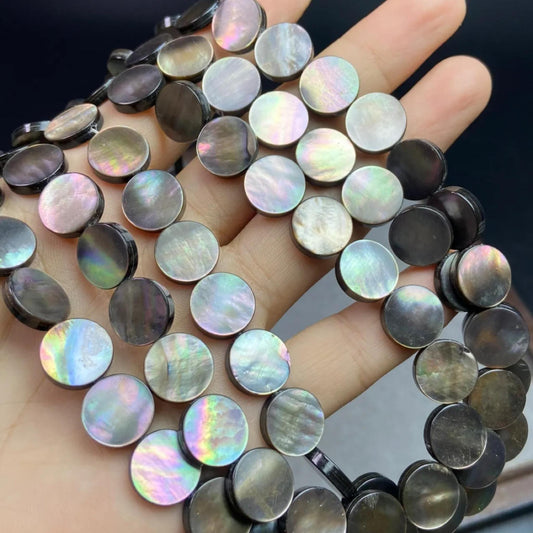 Raw Black Shell Coin Beads 12×2.5 mm · 38 cm Strand Pre-Drilled | DIY Jewelry, Energy Healing, Home Décor & Gift Idea