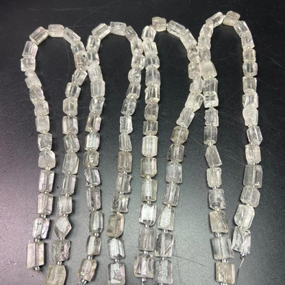 Natural Clear Quartz Cylinder Beads – Irregular Tube Gemstone Beads 8×12mm, 38cm Pre-Drilled Strand, for DIY Jewelry & Energy Healing