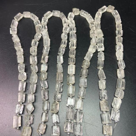 Natural Clear Quartz Cylinder Beads – Irregular Tube Gemstone Beads 8×12mm, 38cm Pre-Drilled Strand, for DIY Jewelry & Energy Healing
