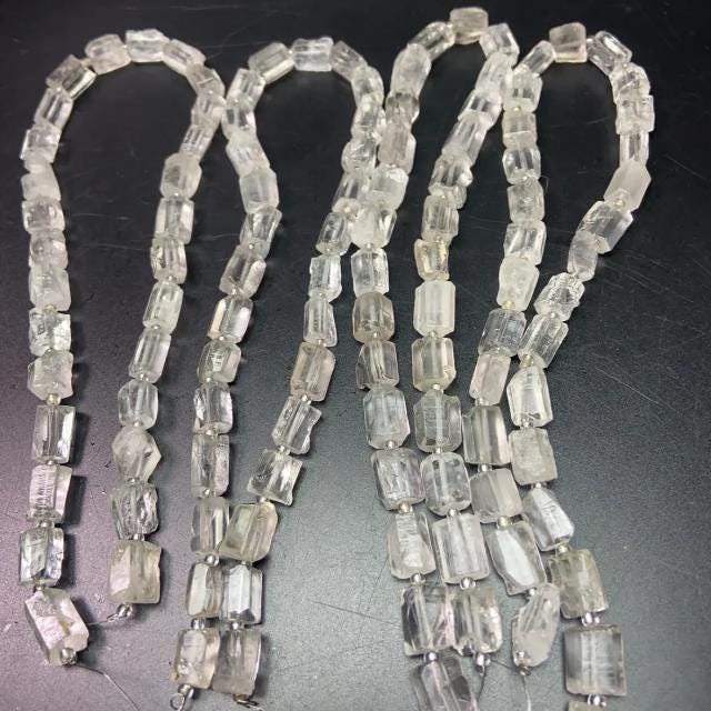 Natural Clear Quartz Cylinder Beads – Irregular Tube Gemstone Beads 8×12mm, 38cm Pre-Drilled Strand, for DIY Jewelry & Energy Healing