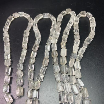 Natural Clear Quartz Cylinder Beads – Irregular Tube Gemstone Beads 8×12mm, 38cm Pre-Drilled Strand, for DIY Jewelry & Energy Healing