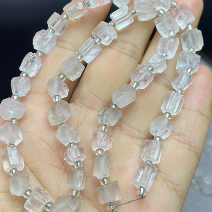 Natural Clear Quartz Cube Beads 7–8 mm · 38 cm Strand Pre-Drilled | DIY Jewelry, Energy Balance & Home Décor