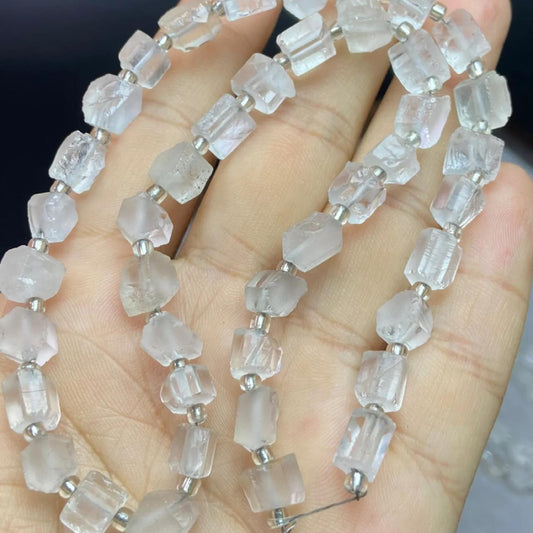 Natural Clear Quartz Cube Beads 7–8 mm · 38 cm Strand Pre-Drilled | DIY Jewelry, Energy Balance & Home Décor