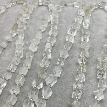 Natural Clear Quartz Cube Beads 7–8 mm · 38 cm Strand Pre-Drilled | DIY Jewelry, Energy Balance & Home Décor