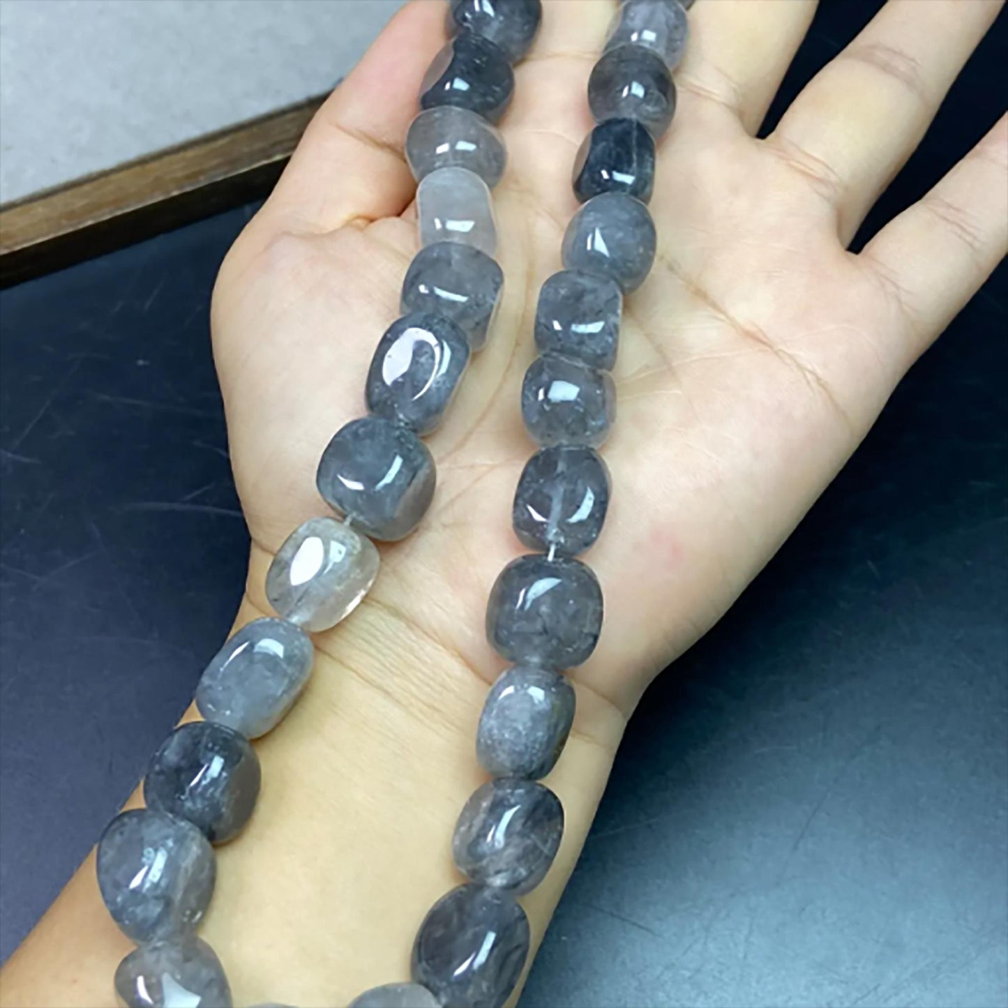 Natural Misty Grey Quartz Cube Beads · 11–12mm Faceted Irregular Beads · 38cm Pre-Drilled Strand | DIY Jewelry Making & Energy Healing