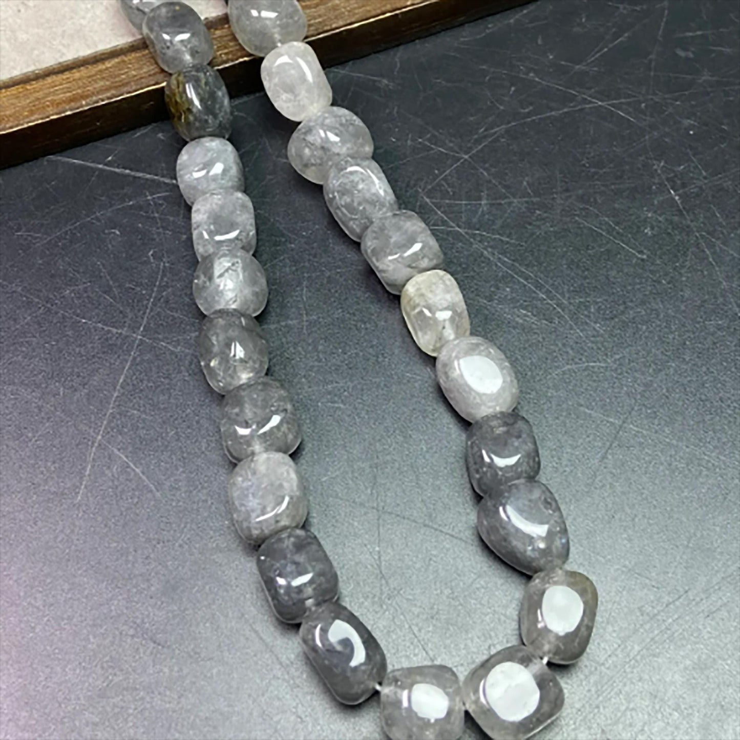Natural Misty Grey Quartz Cube Beads · 11–12mm Faceted Irregular Beads · 38cm Pre-Drilled Strand | DIY Jewelry Making & Energy Healing
