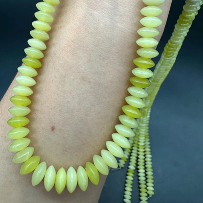 Natural Lemon Jade Disc Beads 8.5×3.9mm · 38cm Strand Pre-Drilled | Citrine-Yellow Glow for DIY Jewelry, Energy Boost & Home Décor