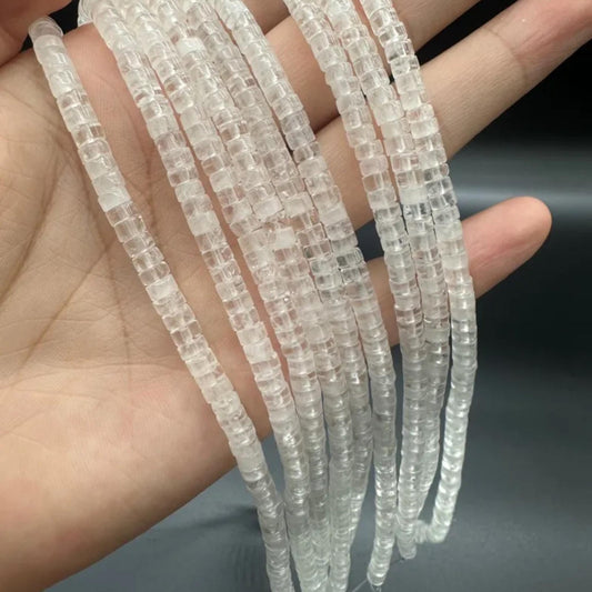 Natural Clear Quartz Disc Beads · 4×2mm Thin Slices · 38cm Pre-Drilled Strand | Crystal Healing, DIY Jewelry & Minimalist Home Décor