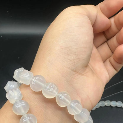 Matte White Agate Pumpkin Beads 10×9 mm · 38 cm Strand | Frosted Transparency · Energy Balance | DIY Bracelet & Necklace Supplies