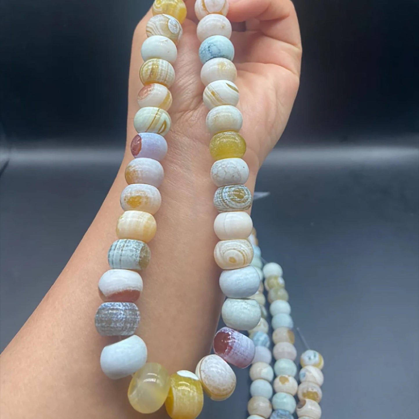 Natural White Agate Pumpkin Beads 14×10mm | Matte Gemstone Beads Strand 38cm | DIY Jewelry Making Necklace Bracelet Supplies