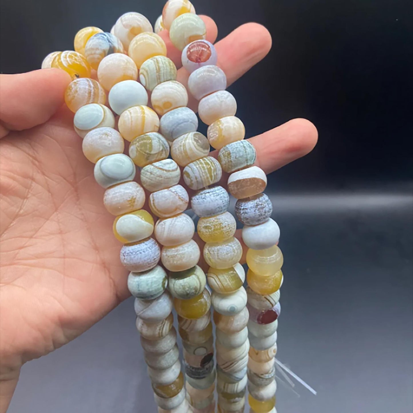 Natural White Agate Pumpkin Beads 14×10mm | Matte Gemstone Beads Strand 38cm | DIY Jewelry Making Necklace Bracelet Supplies