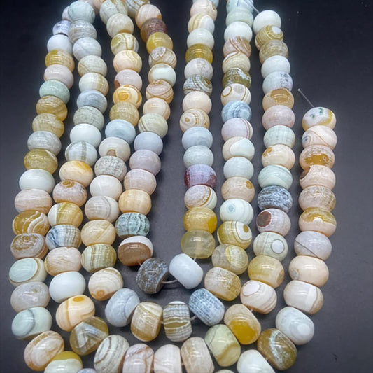 Natural White Agate Pumpkin Beads 14×10mm | Matte Gemstone Beads Strand 38cm | DIY Jewelry Making Necklace Bracelet Supplies