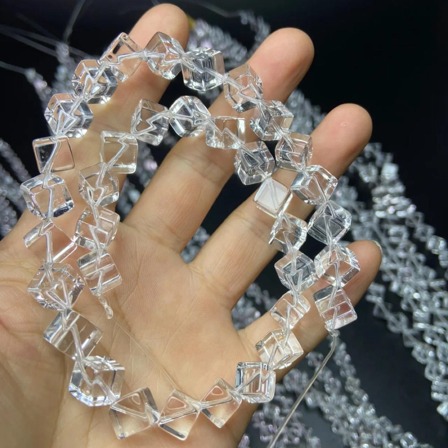 Natural Brazilian White Quartz Cube Beads · 6mm Diagonal Drilled | DIY Bracelet & Necklace Supplies | Boho Chakra Jewelry Making | Mindfulness Energy Crystal