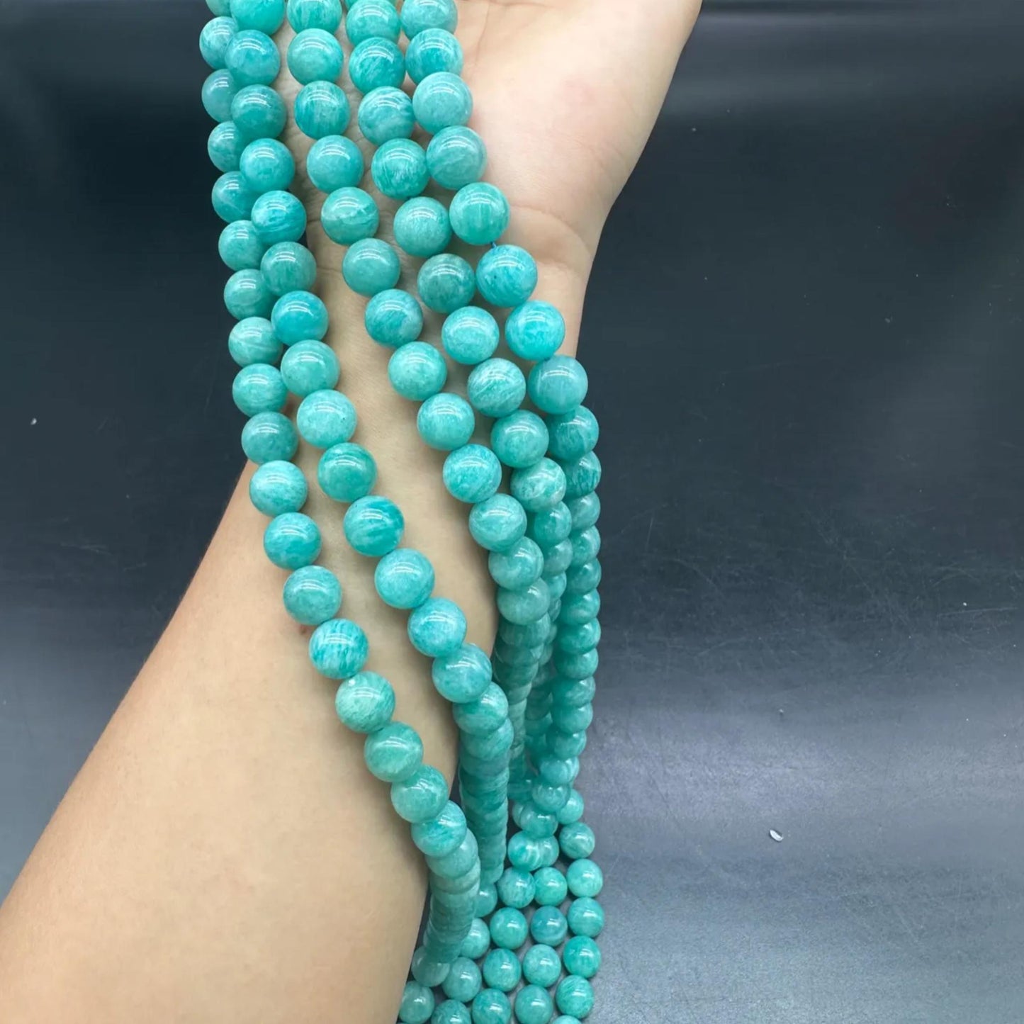 Natural Mozambique Amazonite Round Beads 8mm · 38cm Strand | Lagoon Green Gemstone Beads for DIY Bracelet, Necklace, Chakra & Meditation Jewelry