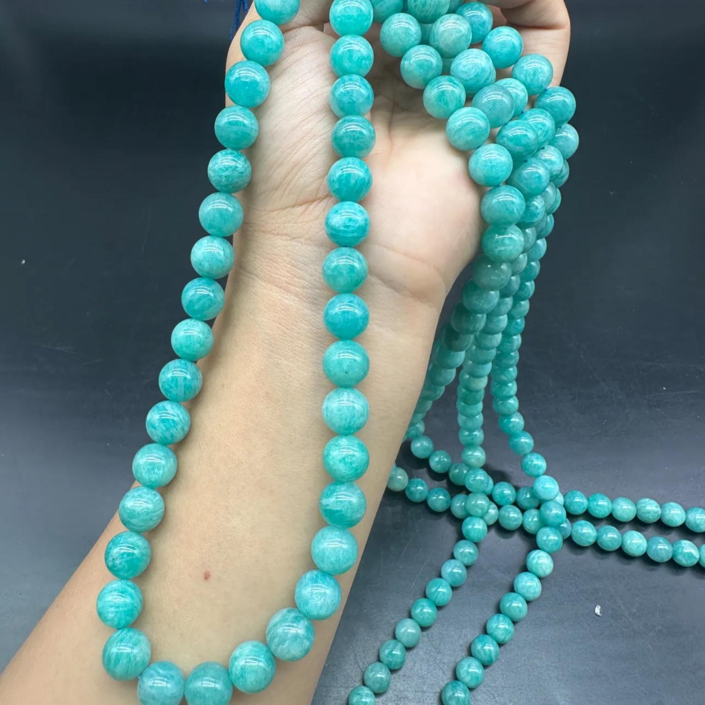 Natural Mozambique Amazonite Round Beads 8mm · 38cm Strand | Lagoon Green Gemstone Beads for DIY Bracelet, Necklace, Chakra & Meditation Jewelry