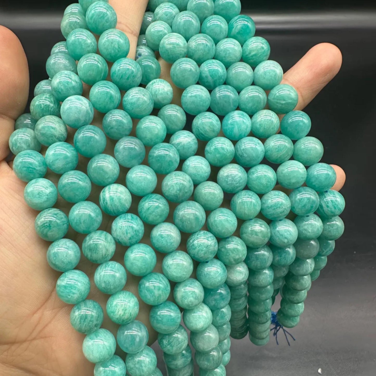 Natural Mozambique Amazonite Round Beads 8mm · 38cm Strand | Lagoon Green Gemstone Beads for DIY Bracelet, Necklace, Chakra & Meditation Jewelry