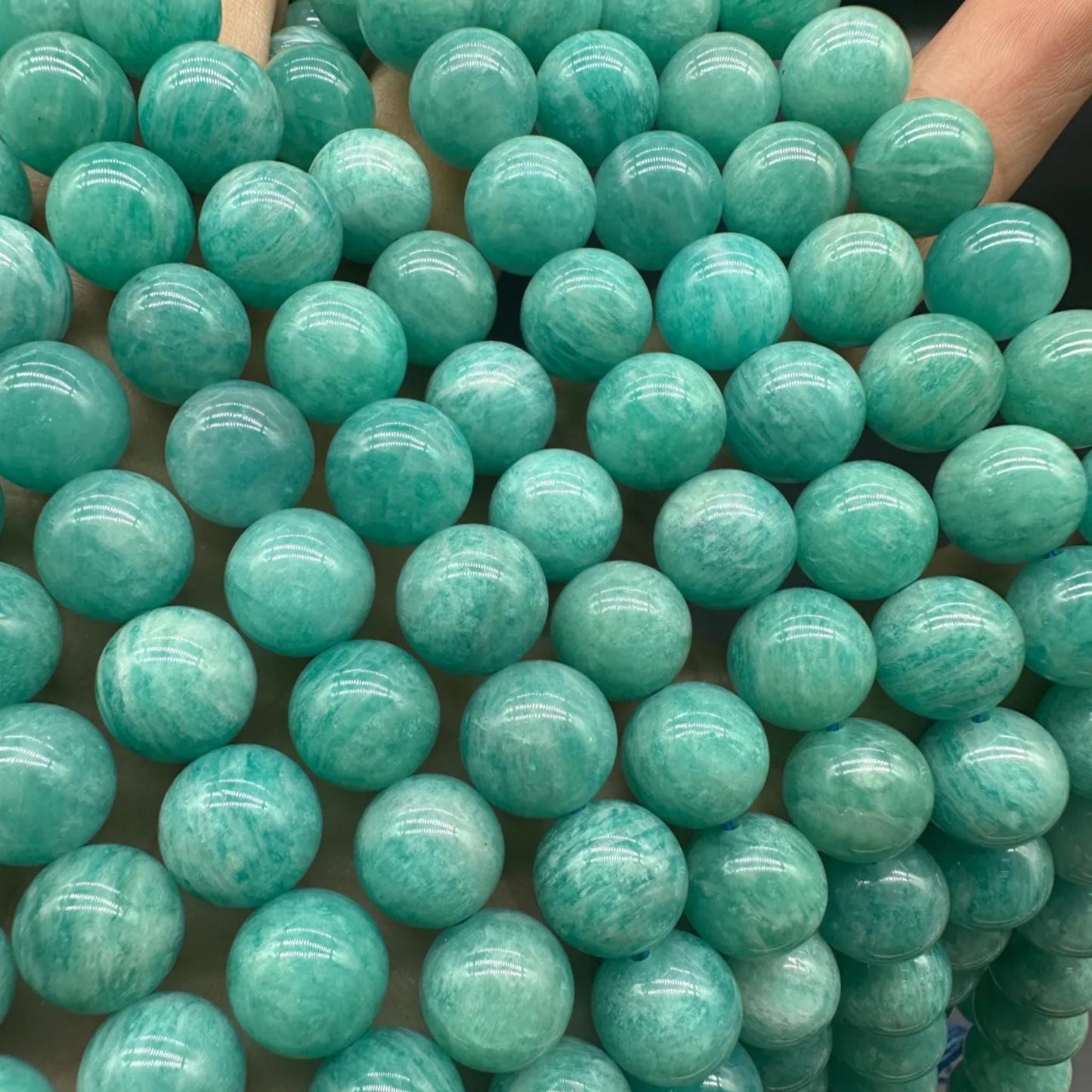 Natural Mozambique Amazonite Round Beads 8mm · 38cm Strand | Lagoon Green Gemstone Beads for DIY Bracelet, Necklace, Chakra & Meditation Jewelry