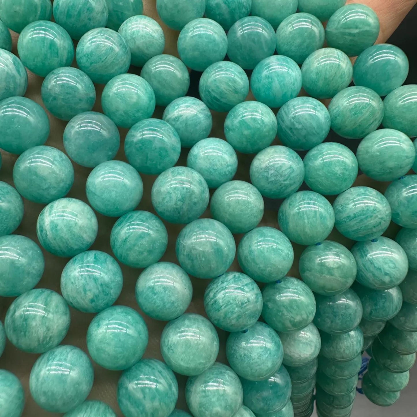 Natural Mozambique Amazonite Round Beads 8mm · 38cm Strand | Lagoon Green Gemstone Beads for DIY Bracelet, Necklace, Chakra & Meditation Jewelry