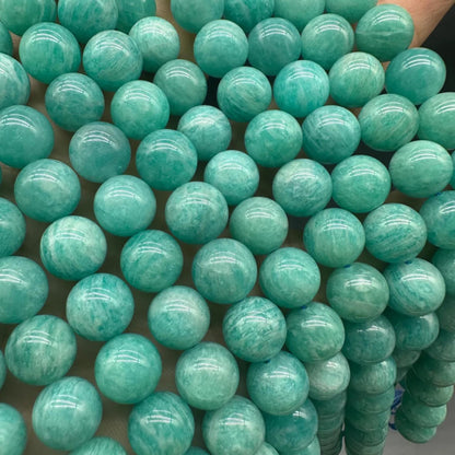 Natural Mozambique Amazonite Round Beads 8mm · 38cm Strand | Lagoon Green Gemstone Beads for DIY Bracelet, Necklace, Chakra & Meditation Jewelry