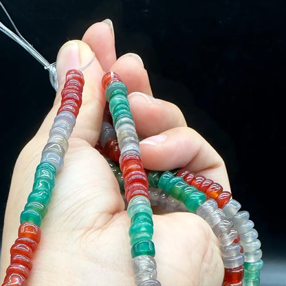 Natürliche mehrfarbige Achat-Scheibenperlen 6×3mm · 38cm Strang | Boho-Edelsteinperlen für selbstgemachte Armbänder, Halsketten, Chakra- und Meditationsschmuck