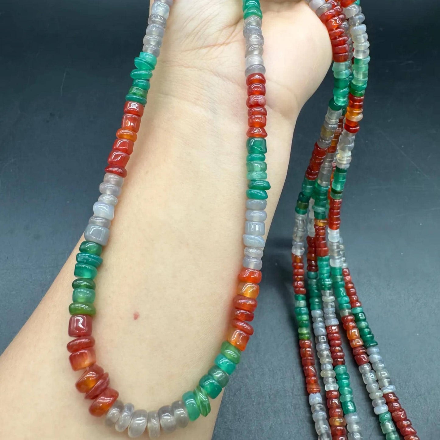 Natürliche mehrfarbige Achat-Scheibenperlen 6×3mm · 38cm Strang | Boho-Edelsteinperlen für selbstgemachte Armbänder, Halsketten, Chakra- und Meditationsschmuck
