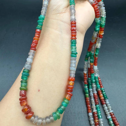 Natürliche mehrfarbige Achat-Scheibenperlen 6×3mm · 38cm Strang | Boho-Edelsteinperlen für selbstgemachte Armbänder, Halsketten, Chakra- und Meditationsschmuck