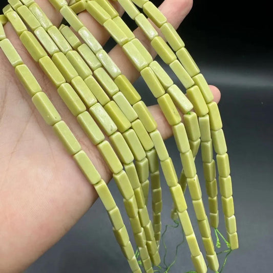 Natural Lemon Jade Tube Beads 4×13 mm · 38 cm Strand | Yellow Nephrite & Serpentine | DIY Bracelet, Necklace & Chakra Meditation Beads