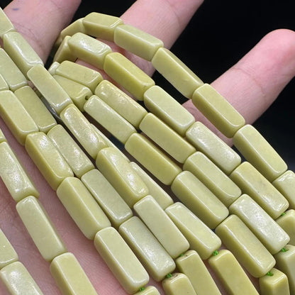 Natural Lemon Jade Tube Beads 4×13 mm · 38 cm Strand | Yellow Nephrite & Serpentine | DIY Bracelet, Necklace & Chakra Meditation Beads