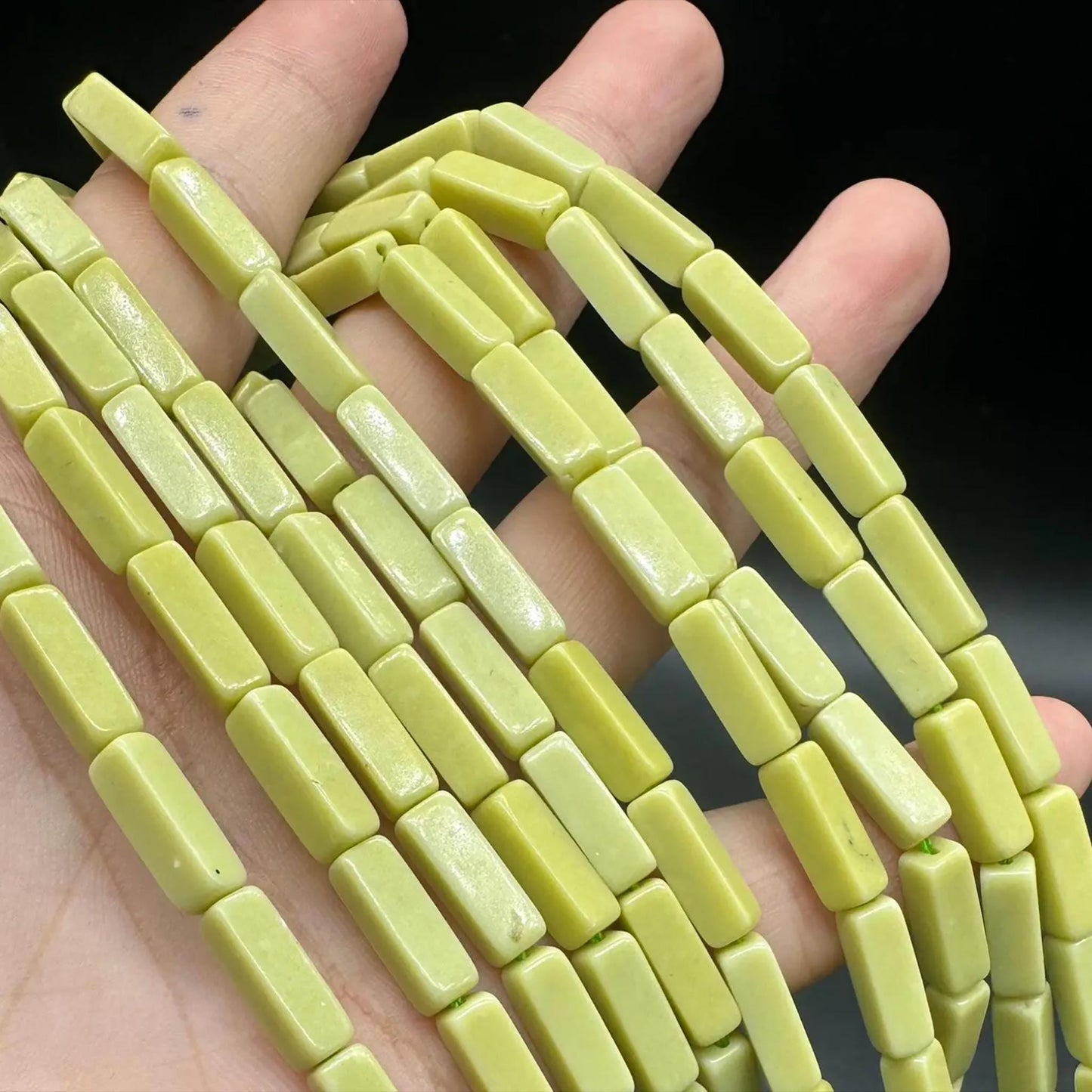 Natural Lemon Jade Tube Beads 4×13 mm · 38 cm Strand | Yellow Nephrite & Serpentine | DIY Bracelet, Necklace & Chakra Meditation Beads