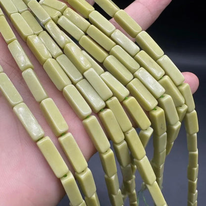 Natural Lemon Jade Tube Beads 4×13 mm · 38 cm Strand | Yellow Nephrite & Serpentine | DIY Bracelet, Necklace & Chakra Meditation Beads