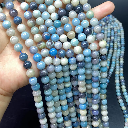 Natural Hydroxylapatite Beads 6 mm Round · 38 cm Strand | Soft Blue-White | DIY Bracelet & Necklace Making | Meditation Chakra Healing Crystals